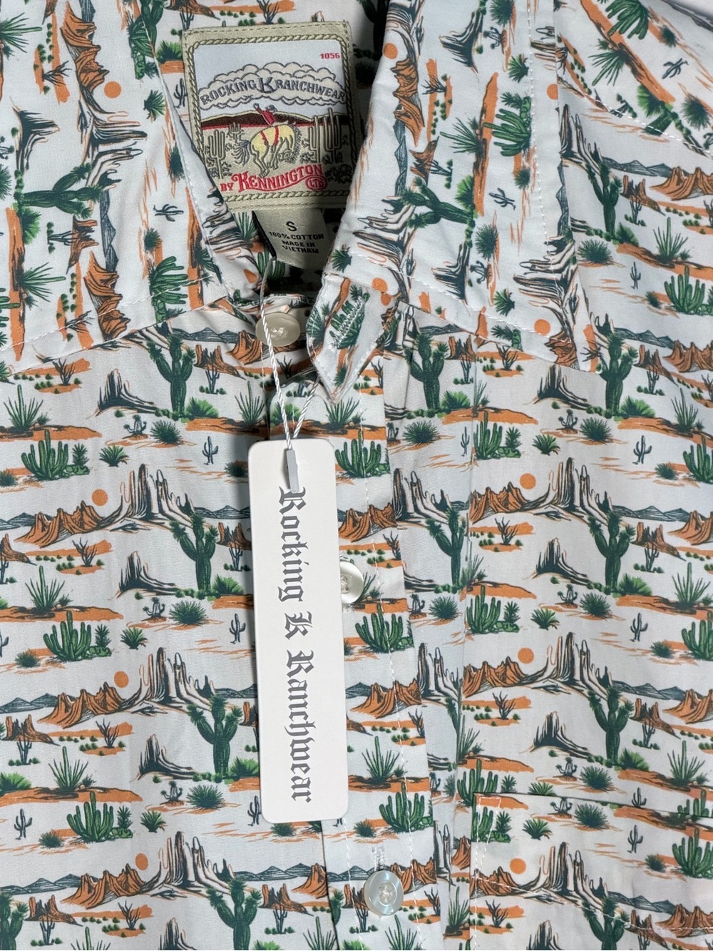 Rocking K Ranchwear By Kennington Cactus Print Long Sleeve Button Up Men S Shirt - Picture 4 of 9